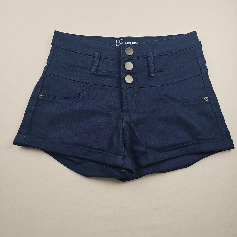 Women's No Boundaries Mid Rise Shorts Size 3 Blue‎ Shorty Stretch